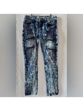Trillnation Moto Biker Zipper Punk Skinny Fit Jeans